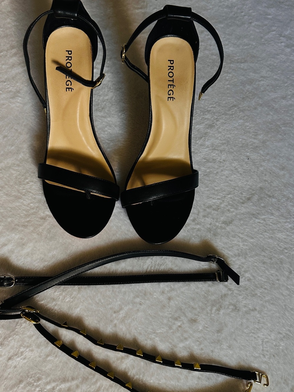 Black Ankle-Strap Heeled Sandals